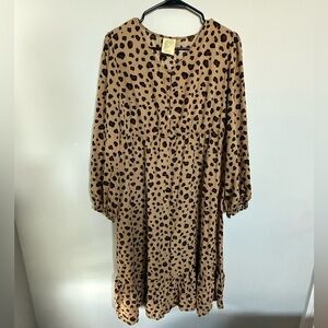 Leopard Print Long Sleeve Dress